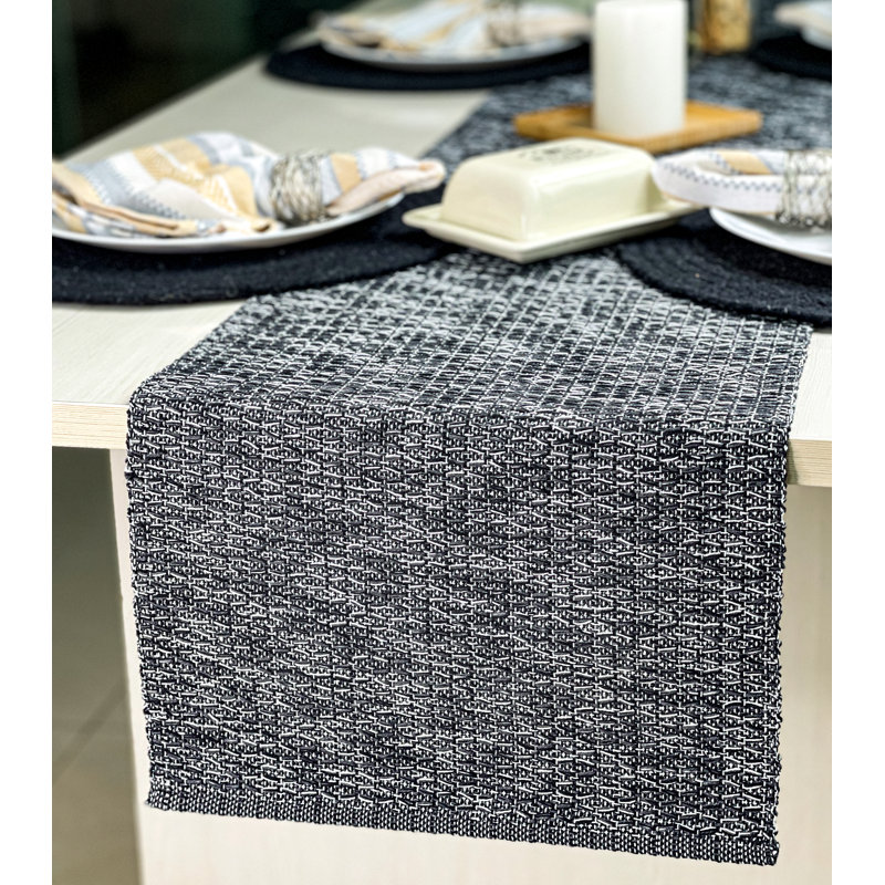 HONEYCOMB TABLE RUNNER, Black/Gray