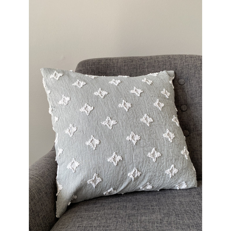 Cotton Reversible Throw Pillow, Gray