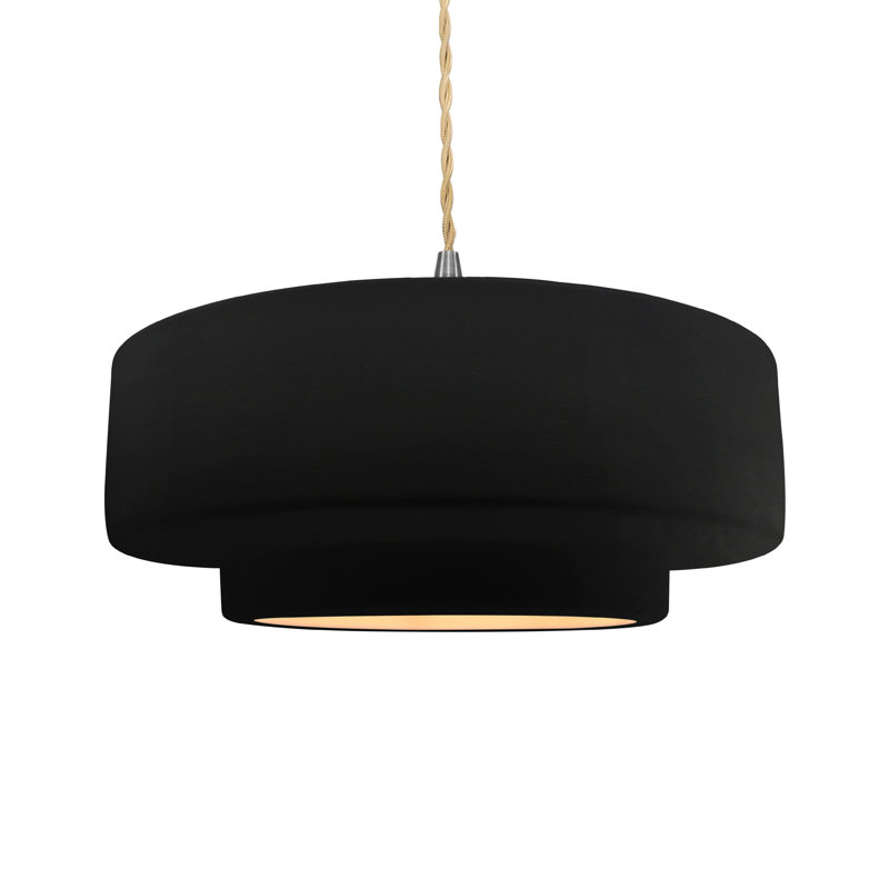 Luminaire suspendu à 1 lumière Meydan, H 6 po x l 16,25 po x P 16,25 po, Noir carbone mat / or champagne, Nickel brossé
