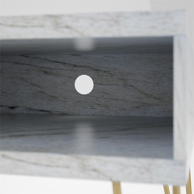 Doimo Unfinished TV Stand for TVs up to 42", White/Gold
