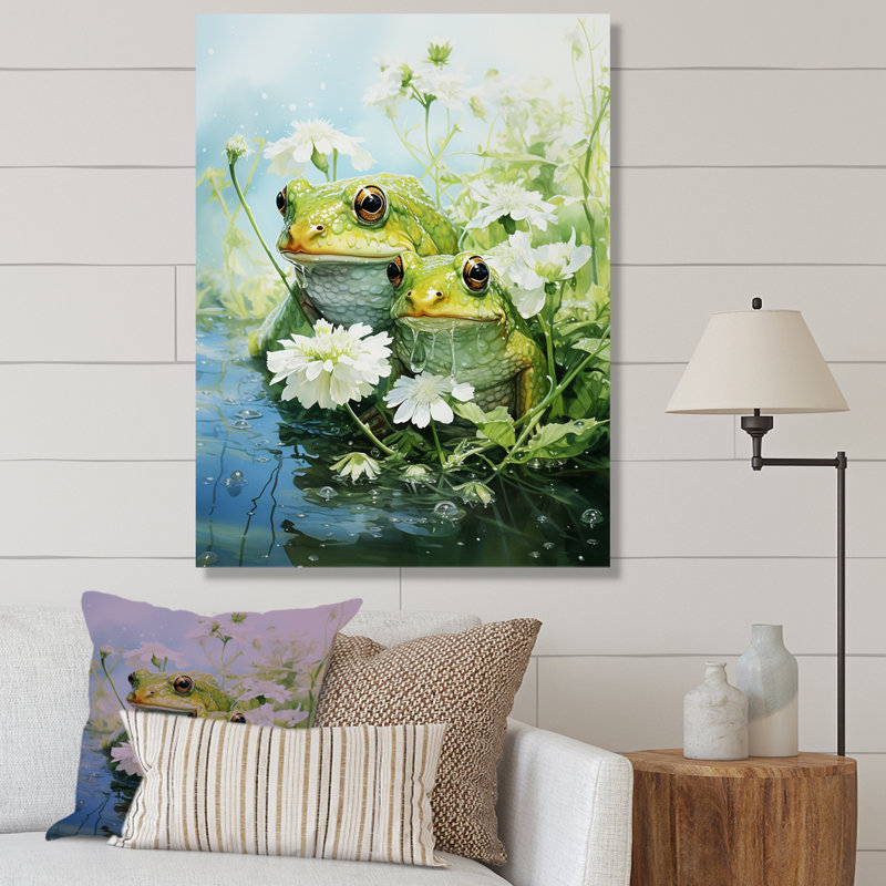 «Cute Frog Portrait At The Pond V», reproduction sur toile, Toile tendue, H 20 po x l 12 po x P 1 po