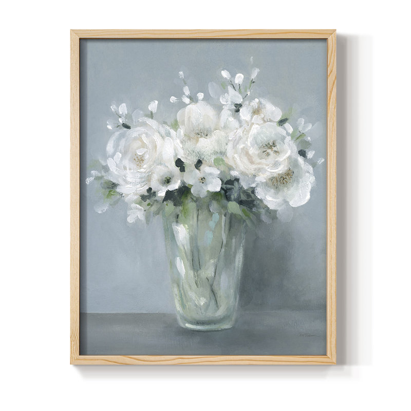 «All White Blooms», reproduction encadrée - bois massif, Naturel, H 11 po x l 9 po