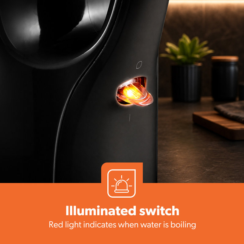 GEEPAS Electric Kettle | 1.7L Cordless Fast Boil Jug Kettle for Hot Water Tea or Coffee | Boil Dry Protection & Auto Shut Off | Illuminated Switch, Cord Storage | 1 Year Warranty, 2200W