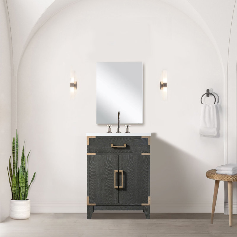 Meuble-lavabo simple avec plateau en acrylique, Noir, noir, noir, noir