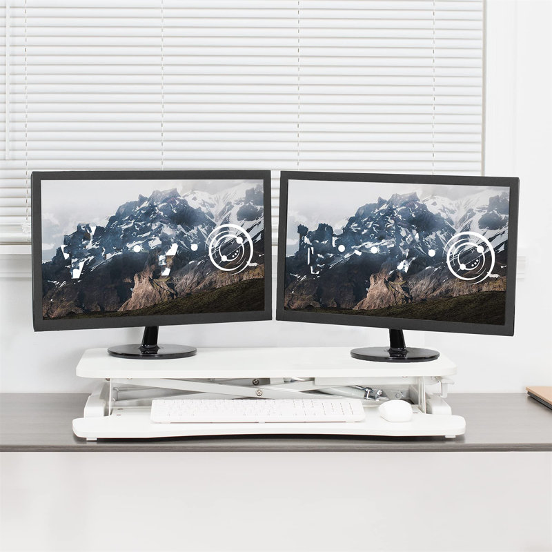 Adjustable Metal Base Standing Desk Converter, White