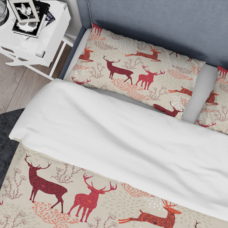 Ensemble de housse de couette Designart Christmas Deers, Housse de couette grand + 2 taies décoratives