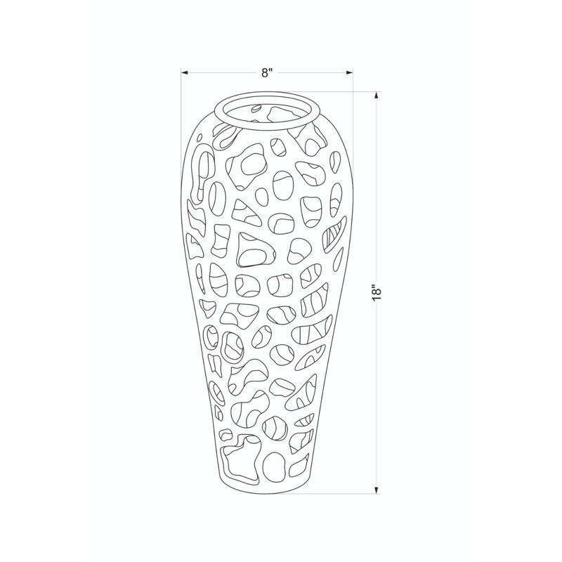 Vase décoratif Natalyia, Or, H 18 po x l 8 po x P 8 po
