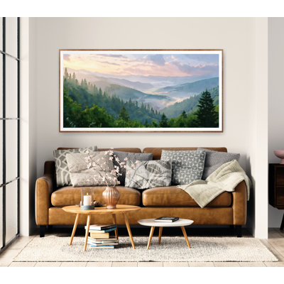 Parc national des Great Smoky Mountains, très grand art mural horizontal, impression de voyage à l'aquarelle