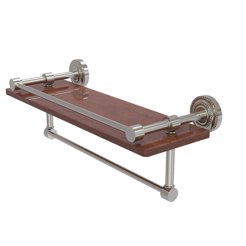 Marchmont Accent Shelf with Towel Bar, Satin Nickel, 5" H x 16" W x 5" D