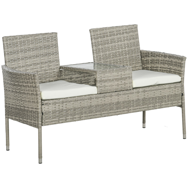 Callihan 137cm Long Slat Seat with Cushions, White