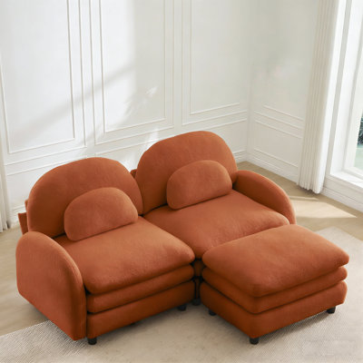 Cloud Couch L Shape Sofa  For Living Room, Teddy Fabric