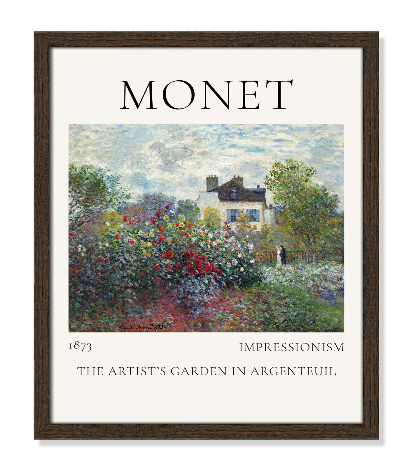 Rocchetto "Artists Garden in Argenteuil" Print, Walnut Single Picture Frame, No, 19" H x 16" W x 0.75" D