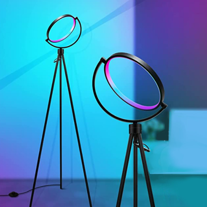 60" Black LED Tripod Colour Changing Floor Lamp With Globe