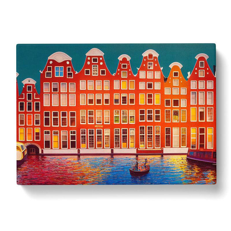 Modern Amsterdam Canal - Wrapped Canvas Print, 35cm H x 50cm W x 3cm D