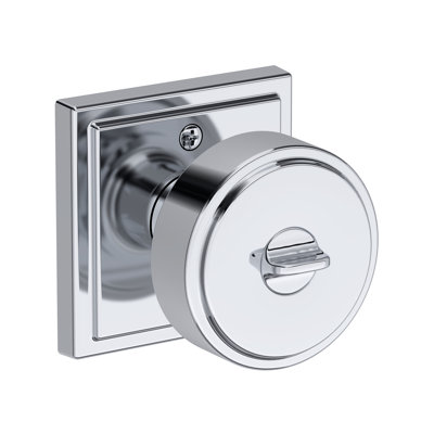Vashon Keyed Entry Knob with Stepped Square Rose in Polished Chrome