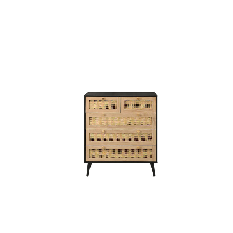 Noemi 85cm W 5 - Drawer Chest of Drawers, Oak/Black