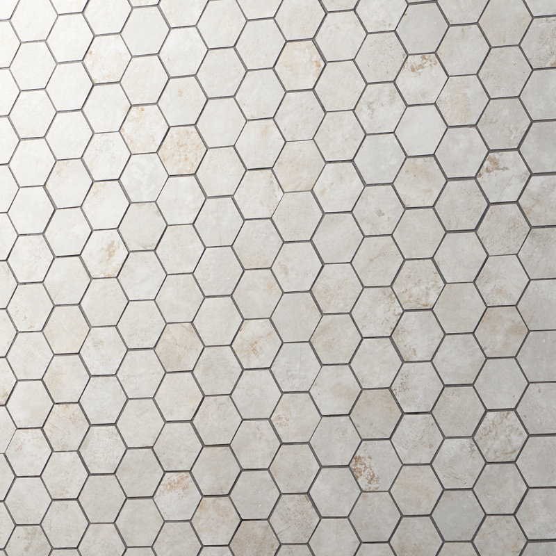 Carreau de mosaïque hexagonal en porcelaine mate 11,02 po x 11,41 po Ravina (0,87 pi2 / chaque), Ivoire ivoire
