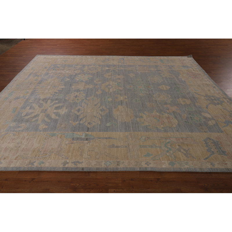 Vegetable Dye Blue Oushak Turkish Area Rug