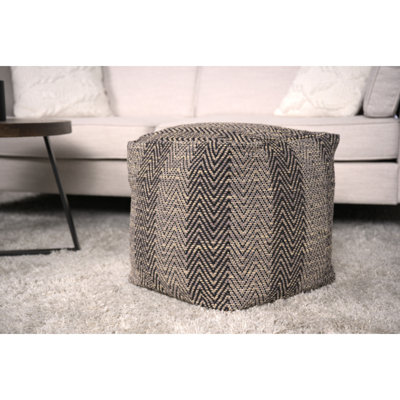 Pouf en coton fabriqué à la main de style brun et beige, objet d'accessoires de maison, 14,93 de largeur, entièrement assemblé, nettoyer les taches, motif de capacité de charge de 250 lb beige, ornement fait à la main, capacité de 250 livres,