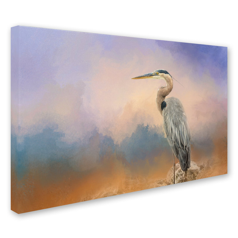 «Heron on the Rocks», impression sur toile tendue Vidur, 16 po x 24 po