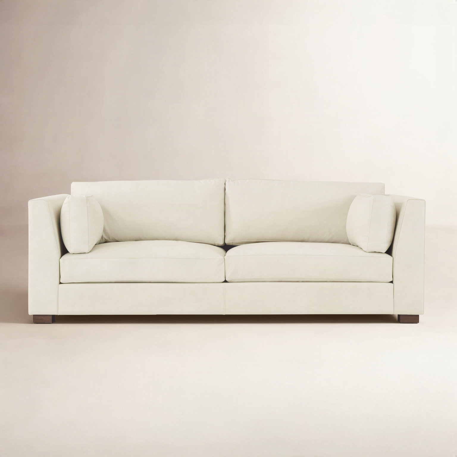 Paris 84.02'' Upholstered Sofa, Beige Leather