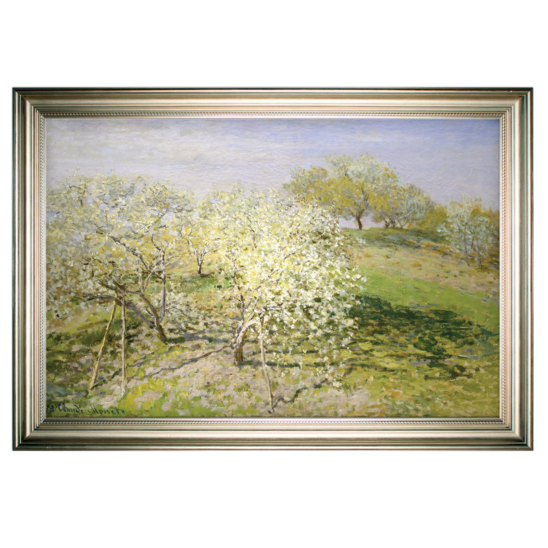 «Apple Trees», reproduction de photo, Cadre argenté, H 31 po x l 43 po x P 1,5 po, Blanc mat