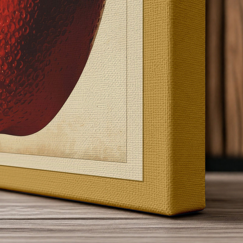 Apple Study Botanical 1 Piece Wrapped Canvas Wall Art, 18x12 - 45.7 x 30.5 cm, Ochre Border