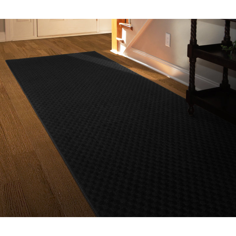 Tapis décoratif noir à motif géométrique Touffeté Esther, Tapis de couloir 2 pi x 8 pi