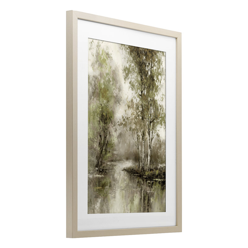 Impression impressionniste sous la forêt printanière sous verre, conception de T.C. Chiu, H 20 po x l 14 po