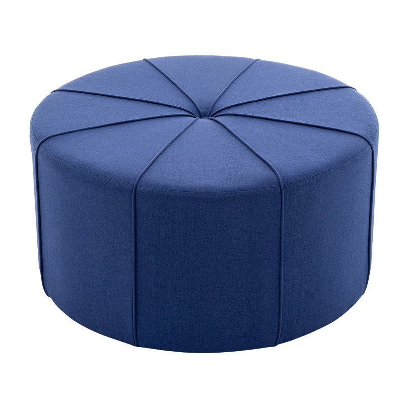 Repose-pieds de cocktail rond en tissu Wrought Studio ™ 35 po, Tissu bleu