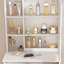 Mini coiffeuse moderne avec miroir éclairé à DEL et rangement dissimulé, tabouret rembourré, bureau de coiffeuse à luminosité réglable, tablettes à l'épreuve de la poussière à plusieurs niveaux, blanc