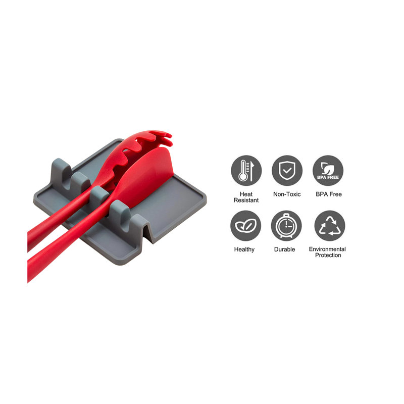 Plastic Square Spoon Rest, Gray