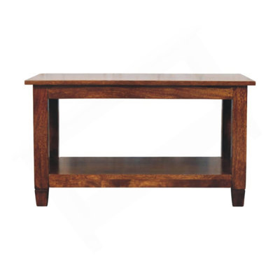 Table basse en bois Belmont à structure en X, châtaignier, brun foncé