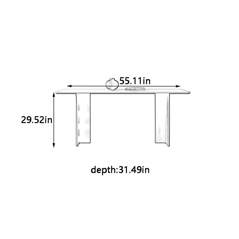 Retro new rectangular rock plate dining table, 29.52"H x 55.11"L x 31.49"W