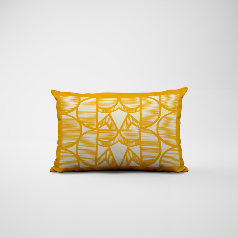 Polyester/Polyester Blend Lumbar Rectangular Indoor/Outdoor Pillow Cover & Insert, Yellow