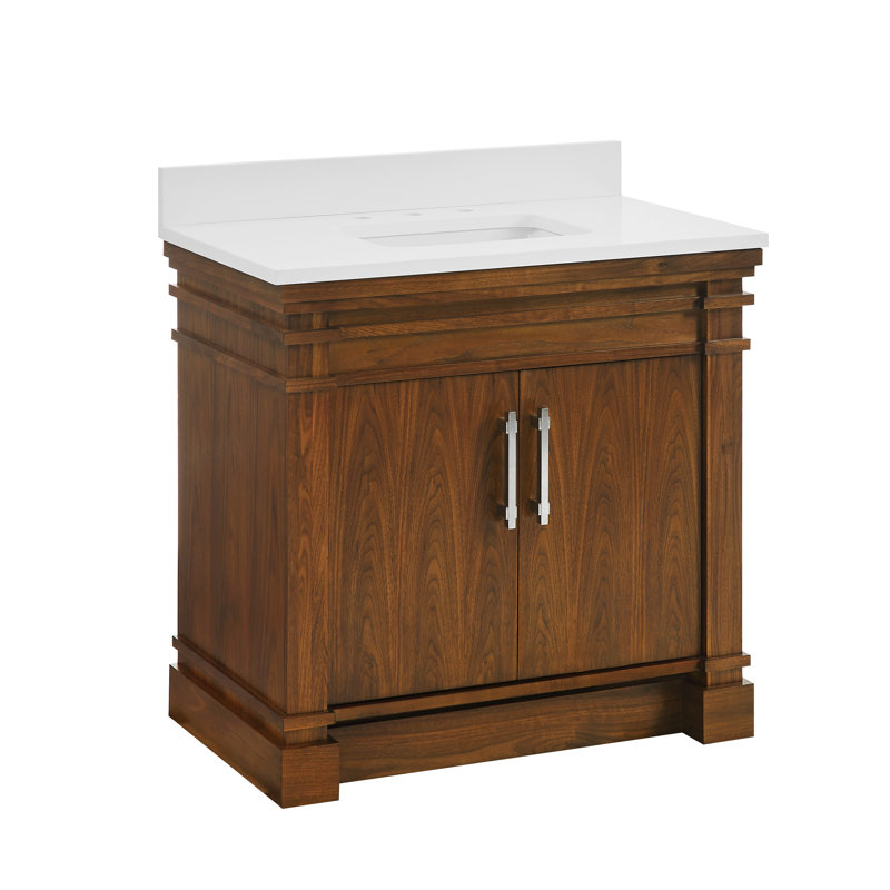 FLW Harmony 36 Wood Sink Vanity, Walnut, 36