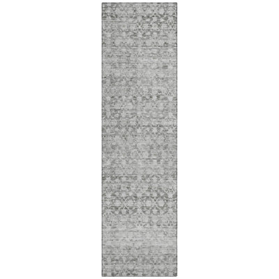 Machine Washable Indoor/Outdoor Xhevrie Gray Rug