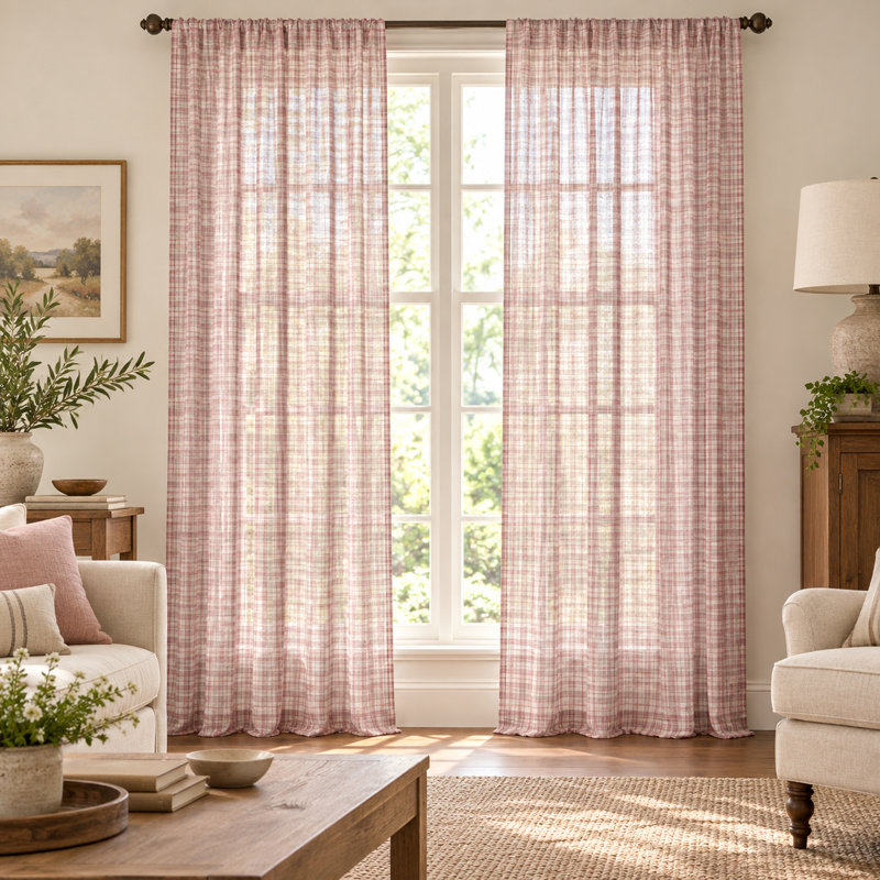 Panneau de rideau transparent en lin avec passe-tringle, L 51 po x L 84 po