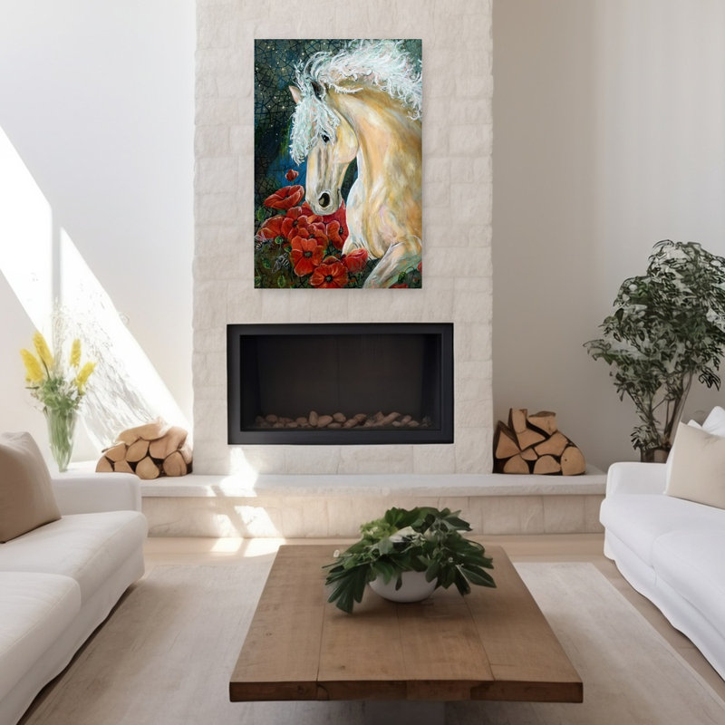 Art contemporain abstrait, art cheval contemporain, H 48 po x l 32 po
