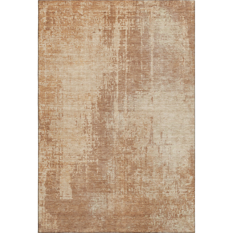 Premium Machine Washable Prisco Terracotta Rug
