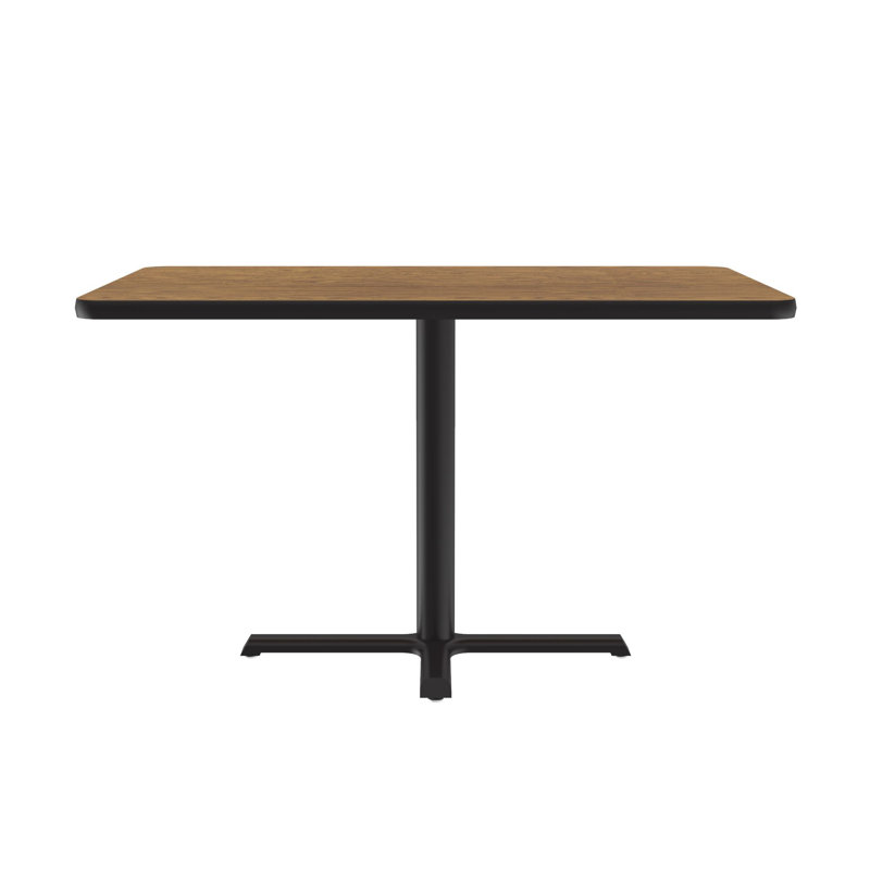 Table bistro Correll de 30 x 42 po, plateau rectangulaire, plateau en chêne thermolaqué fusionné moyen, base en fonte noire, patins de nivellement