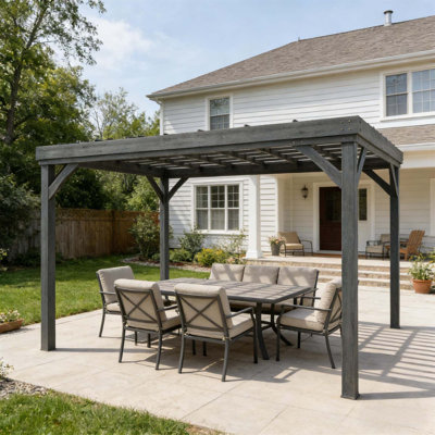 Patio Grape Vine Gazebo, Outdoor Wooden Pergola With Durable Fir Wood Frame And Climbing Plant Support