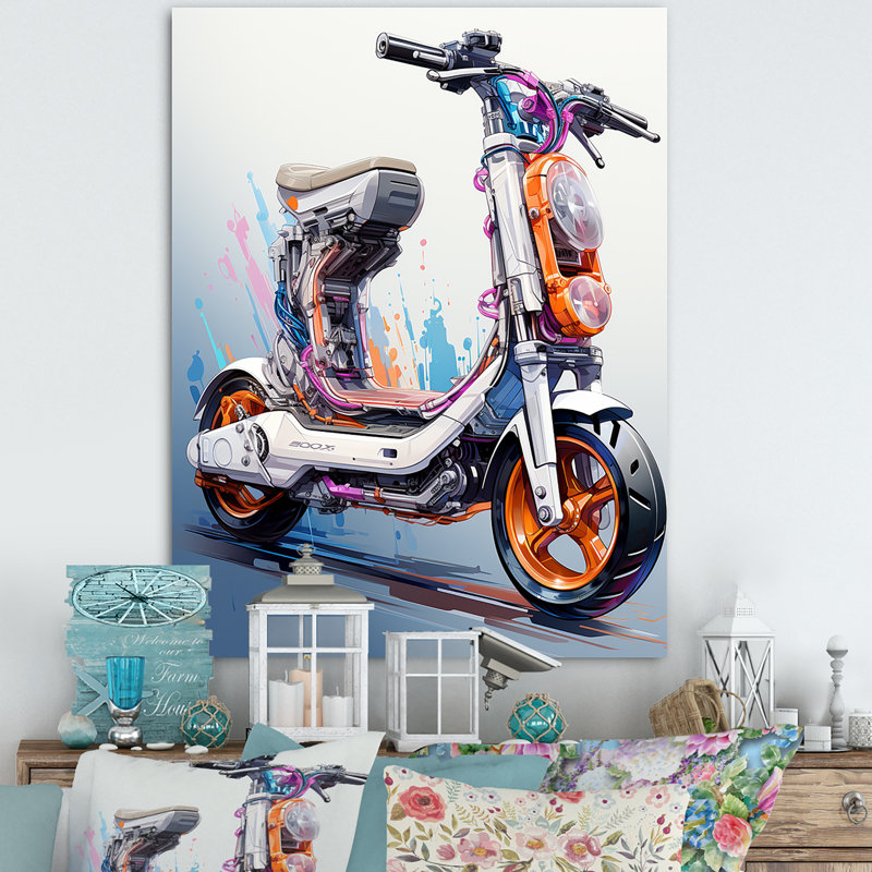 Scooter Compact Commuter I - Scooter, reproduction sur toile, H 32 po x l 16 po x P 1 po, Toile tendue