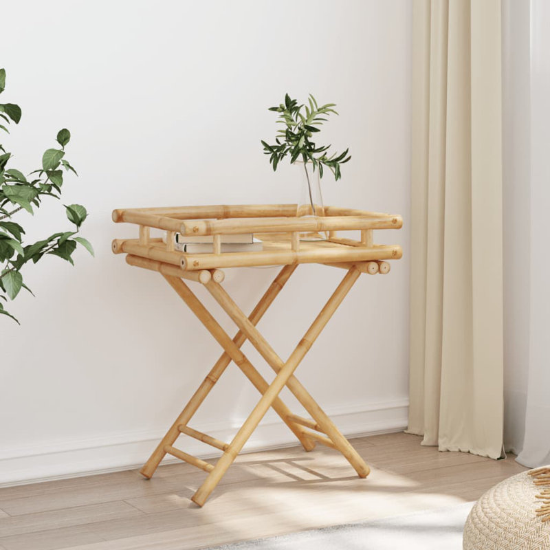 Natural Bamboo Folding Tray Table for Indoor/Outdoor Use