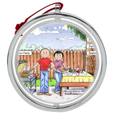 Personalized Family BBQ 3 Double Sided Spinable Christmas Ornament