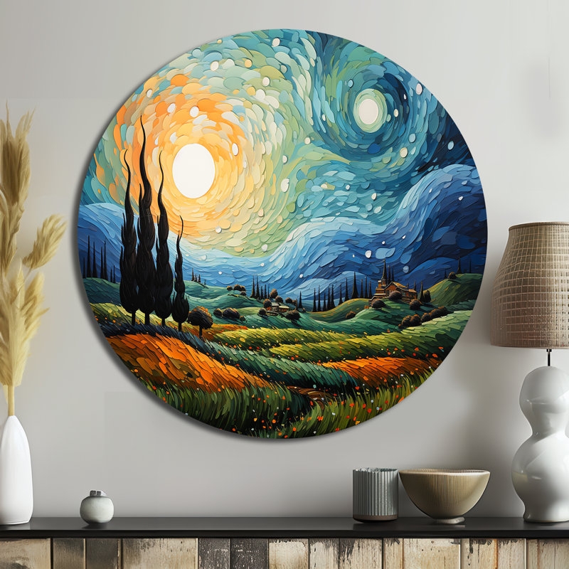 Jamarion - Paysages d'art rond en métal, H 16 po x l 16 po