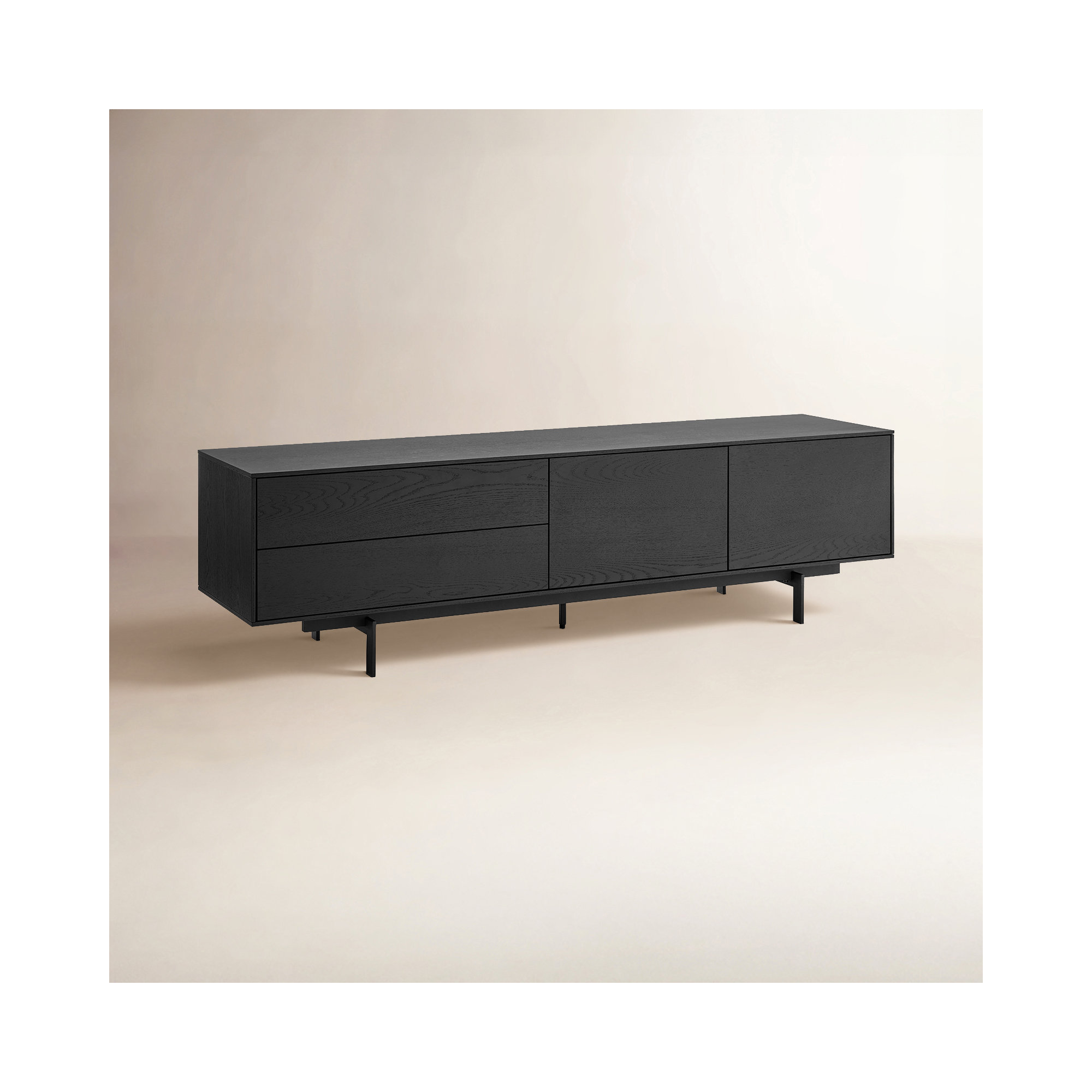 Quinn Media Stand In Oak, Black