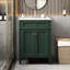 Meuble-lavabo de salle de bain 24 po avec 2 portes et tiroir, organisateurs de rangement intelligents, glissières de tiroir coulissantes, tablette réglable, charnières à fermeture en douceur, caractéristiques réfléchies de 24 po, pieds en bois massif, lavabo en céramique,-1132520650