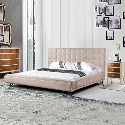 Très grand lit plateforme, beige