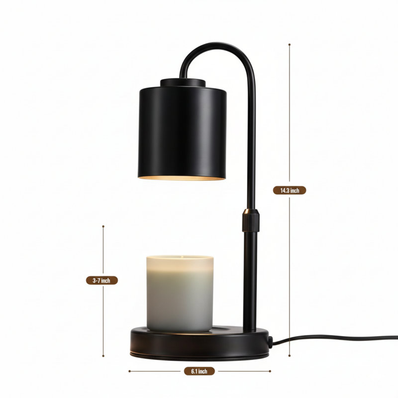 Lampe pour bougie avec minuterie et gradateur, chauffe-bougie à cire électrique à hauteur réglable pour bougies en pot, cadeaux pour maman, noir